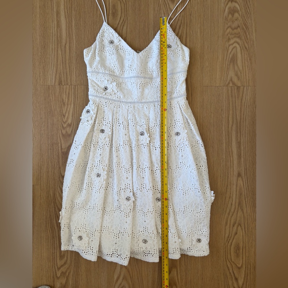 Michael Kors White Eyelet Mini Dress Bridal Cottagecore Romantic Wedding Guest 0 - Picture 12 of 15